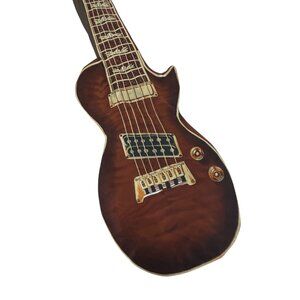 Esquire 100% Silk Hand Sewn Guitar Design Novelty Tie Brown Tan